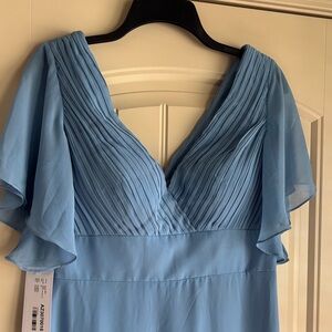 Azazie Light Blue Pleated Wedding Dress